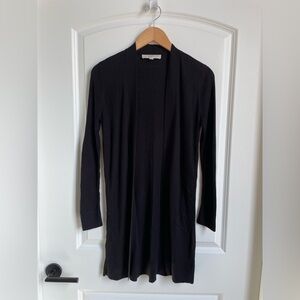 LOFT Black Ribbed Open Cardigan